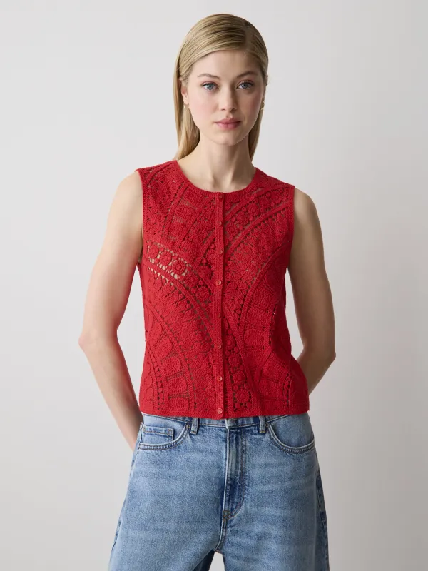 Buttoned-Down Crochet Tank Top made by RW&CO.