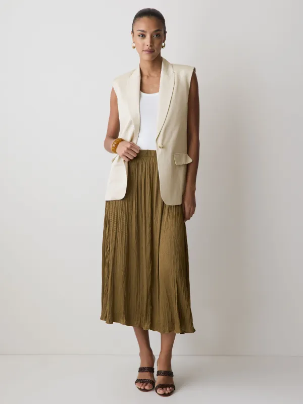 Satin High-Waisted Flare Midi Skirt made by RW&CO.