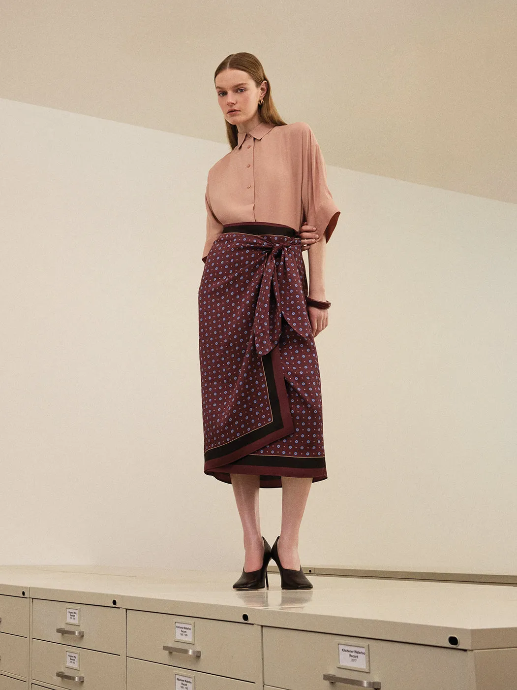 Satin High-Rise Wrap Midi Skirt sold by RW&CO. product image thumbnail 2