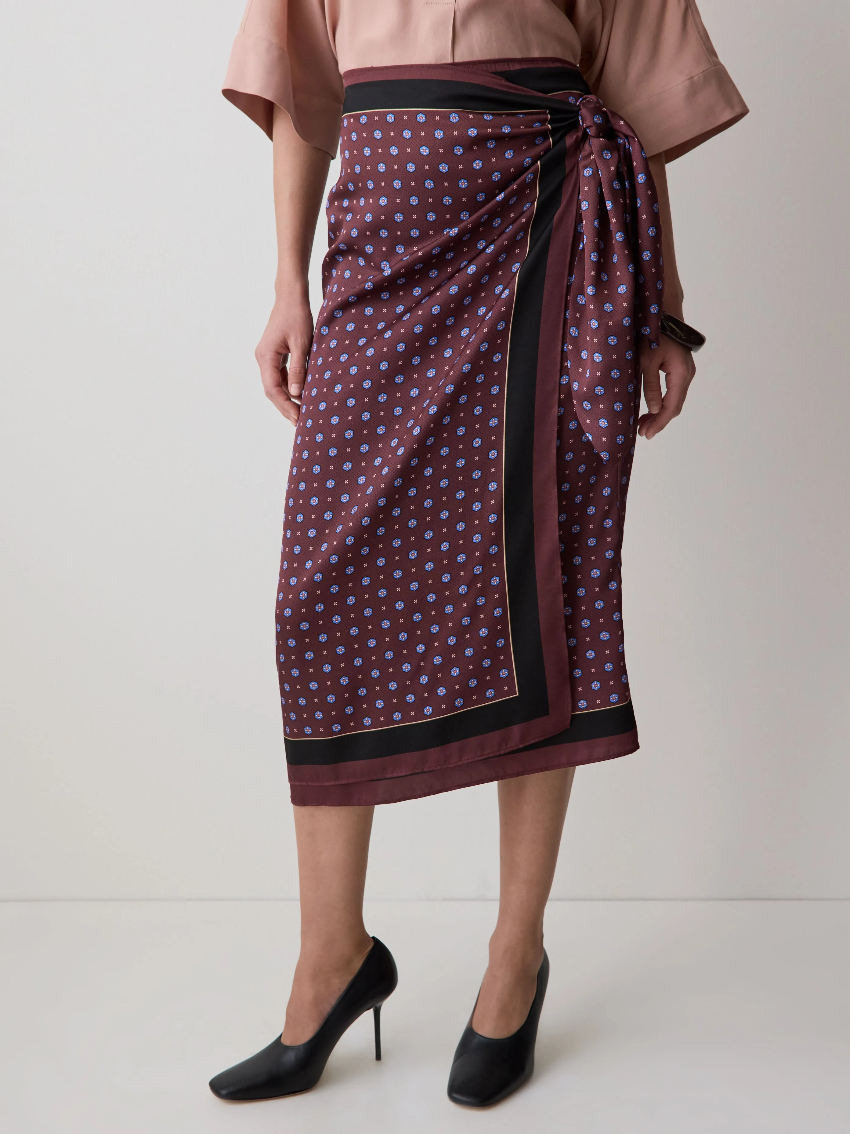 Satin High-Rise Wrap Midi Skirt sold by RW&CO. product image thumbnail 3
