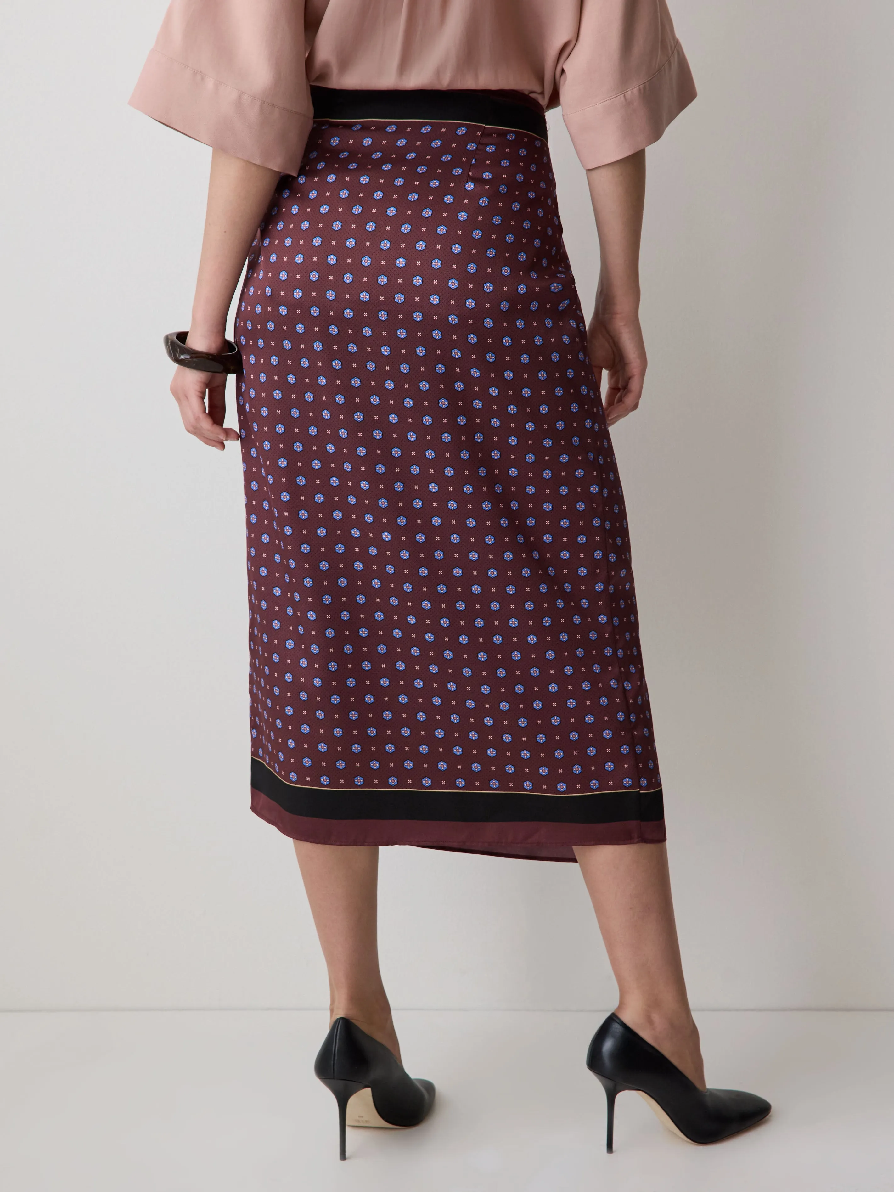 Satin High-Rise Wrap Midi Skirt sold by RW&CO. product image thumbnail 4