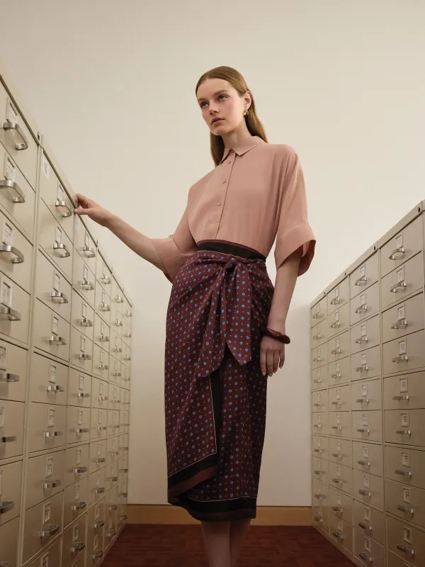 Satin High-Rise Wrap Midi Skirt made by RW&CO.