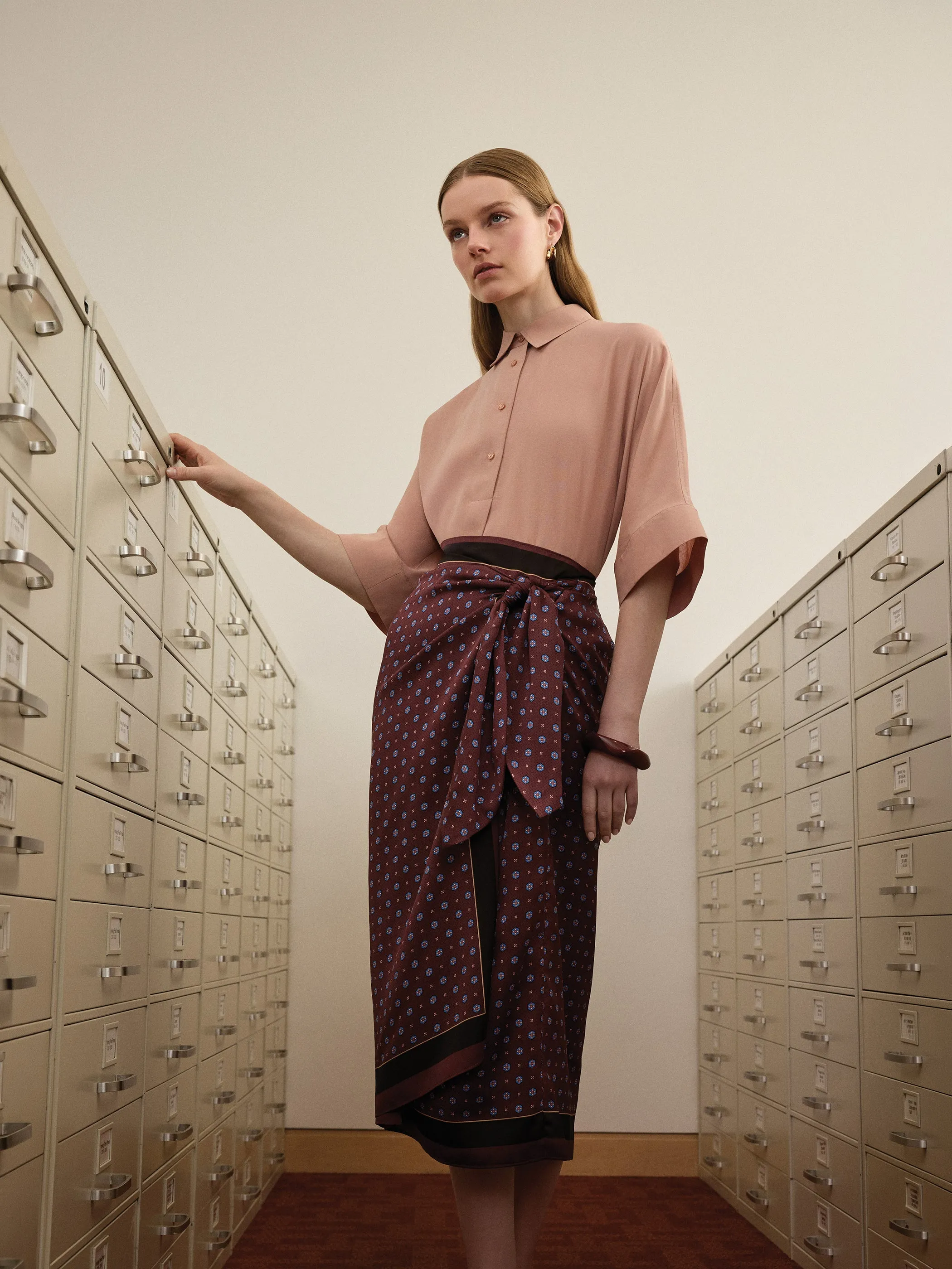Satin High-Rise Wrap Midi Skirt sold by RW&CO.