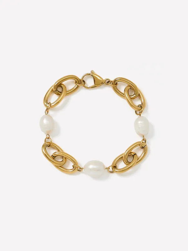 Stainless Steel Bracelet with Freshwater Pearls made by RW&CO.