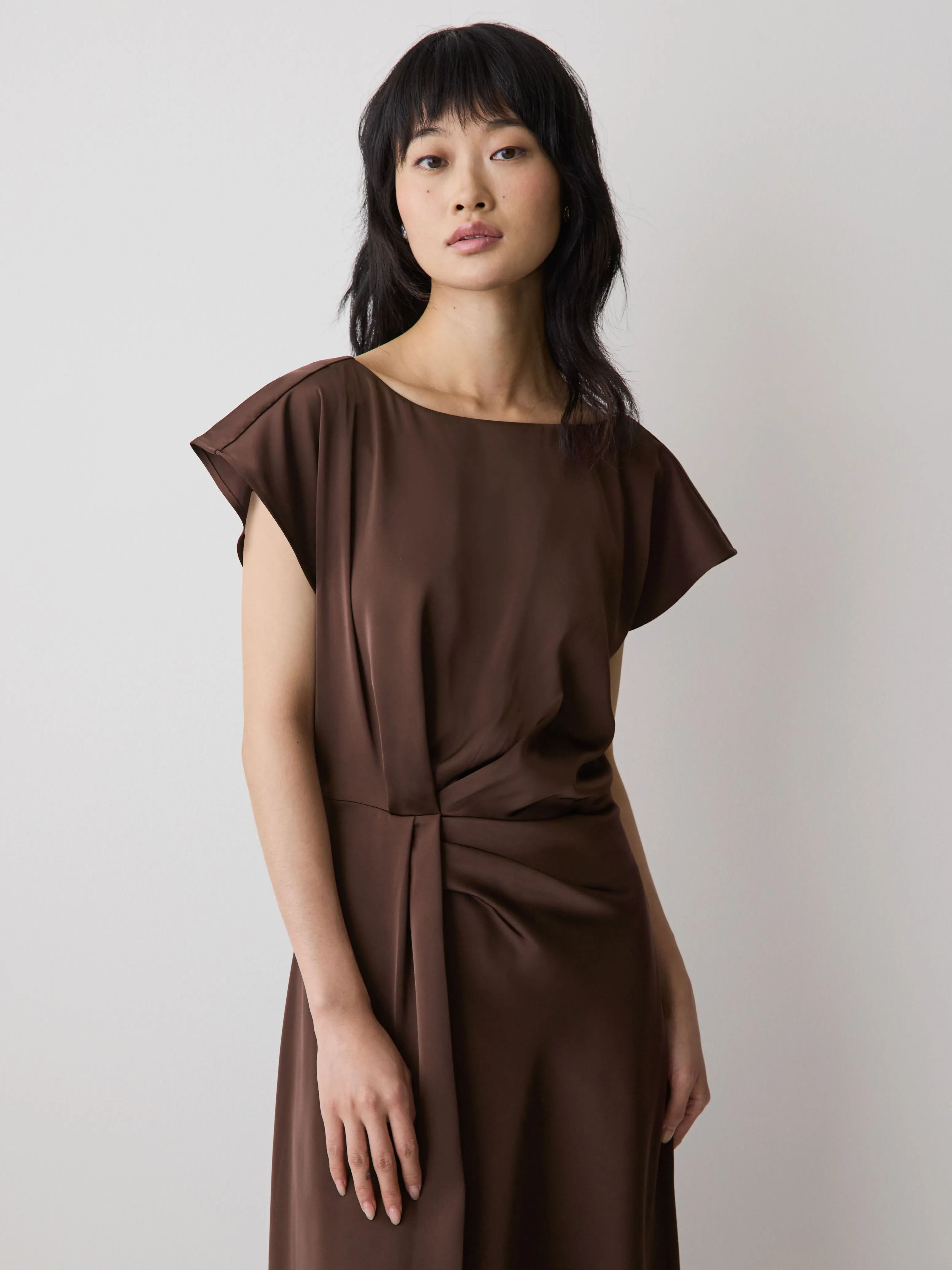Short-Sleeve Cocktail Midi Dress with Draped Detail sold by RW&CO. product image thumbnail 2