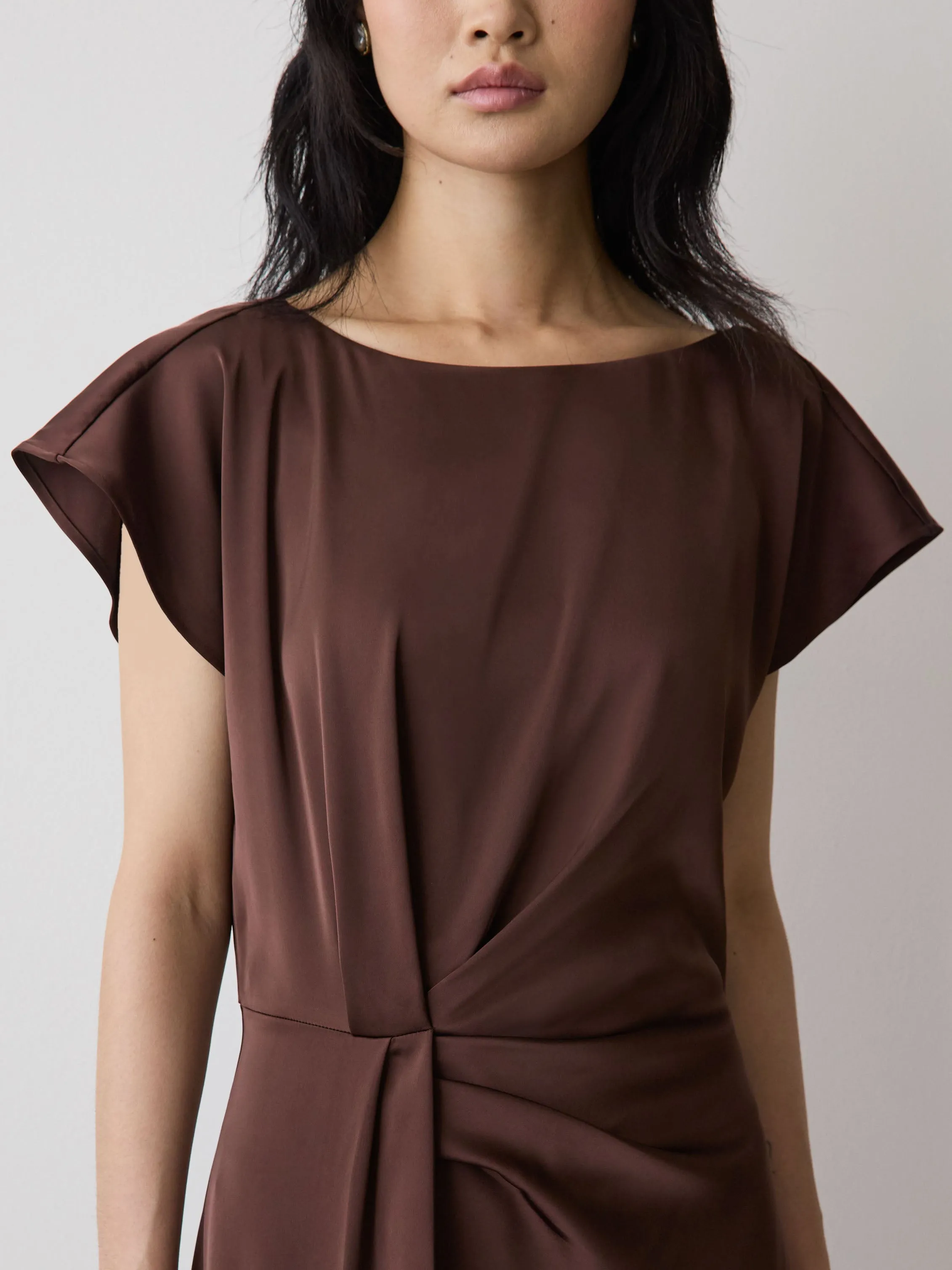 Short-Sleeve Cocktail Midi Dress with Draped Detail sold by RW&CO. product image thumbnail 4