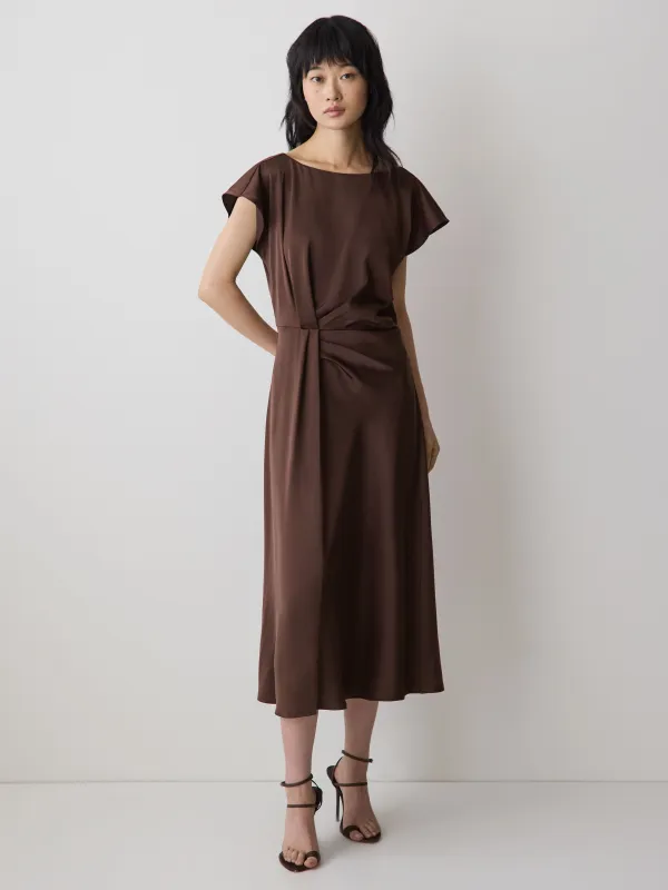 Short-Sleeve Cocktail Midi Dress with Draped Detail made by RW&CO.