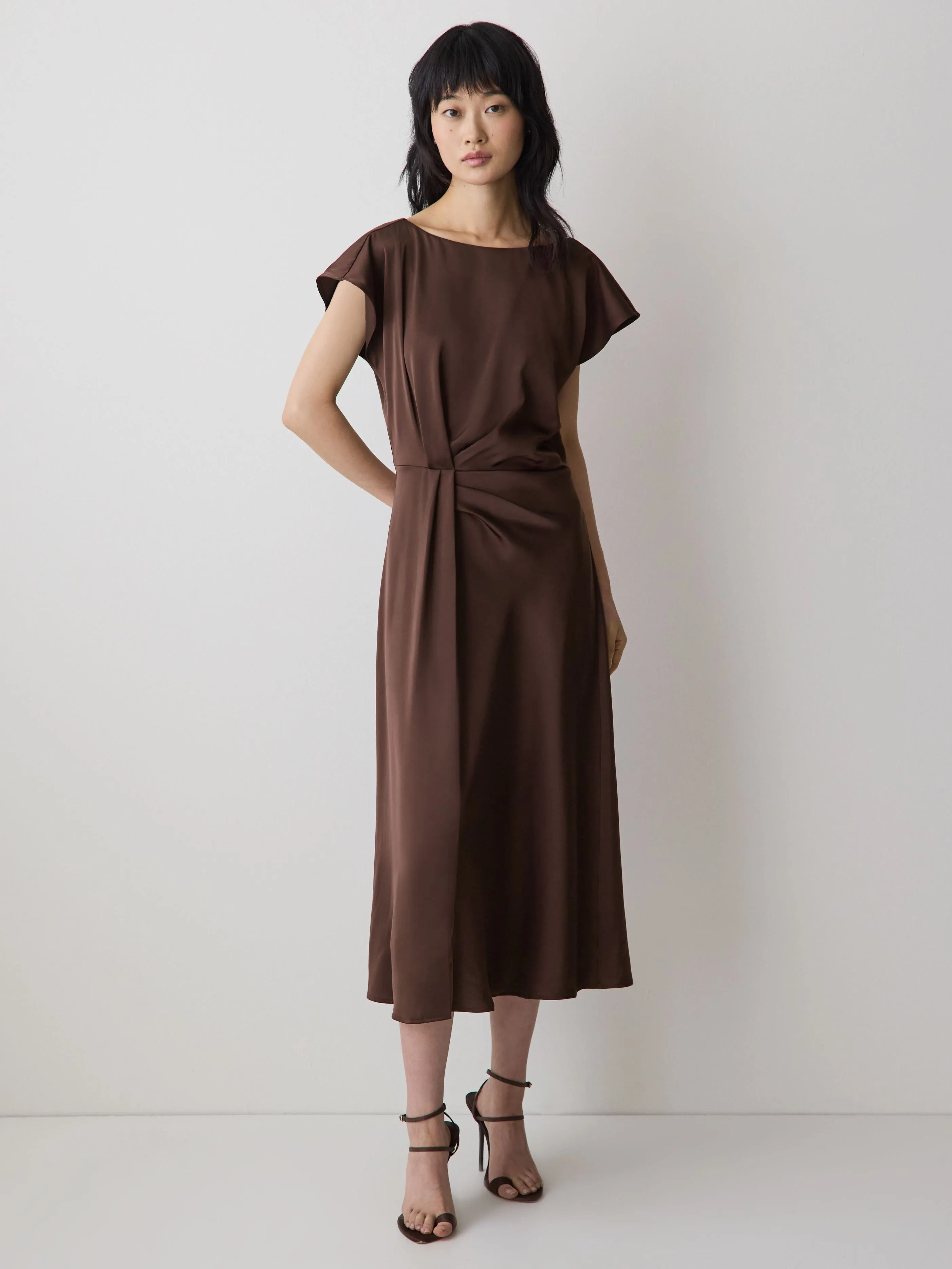 Short-Sleeve Cocktail Midi Dress with Draped Detail sold by RW&CO.