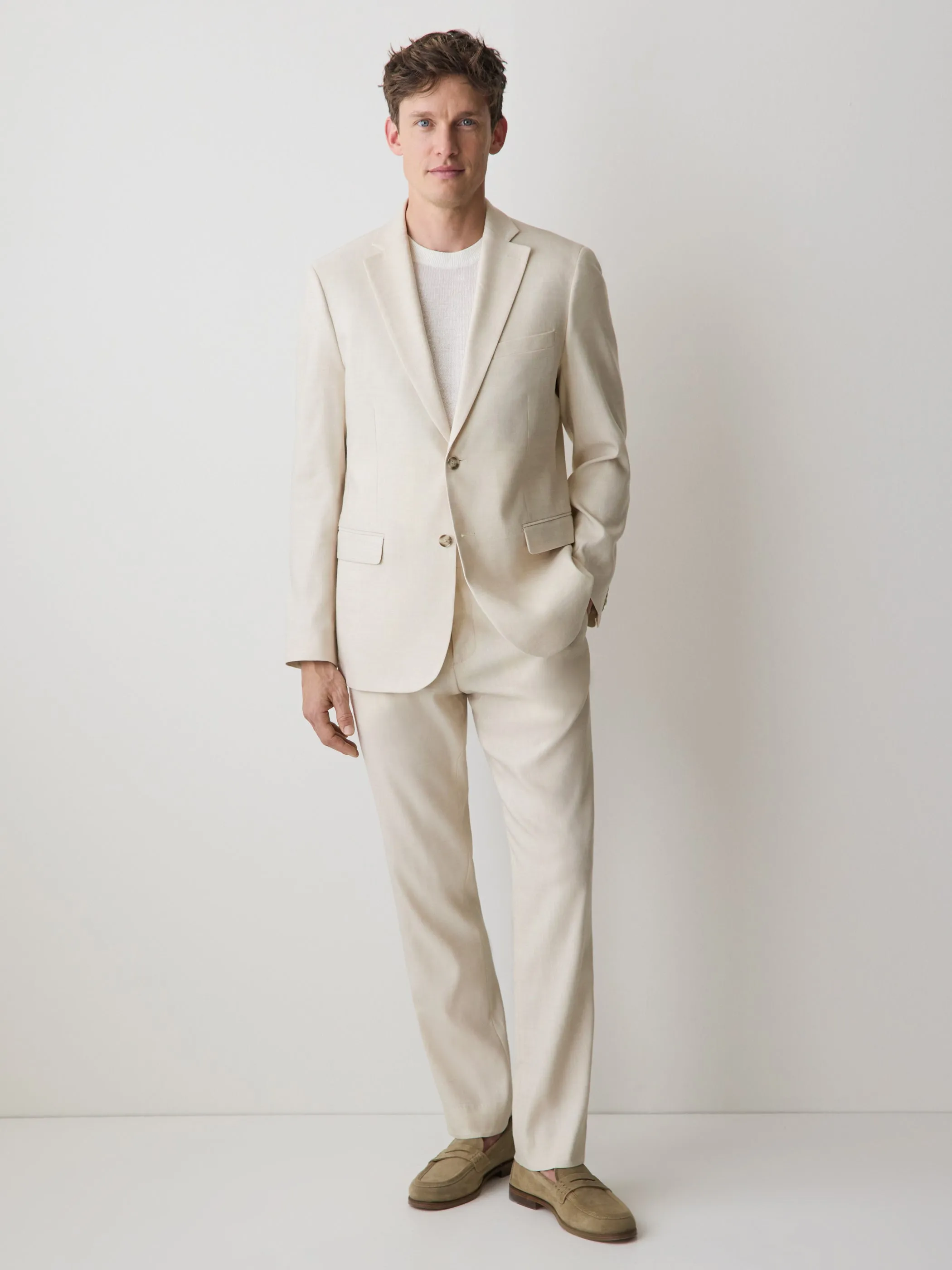 Tailored Fit Stretch Linen Suit Blazer sold by RW&CO.