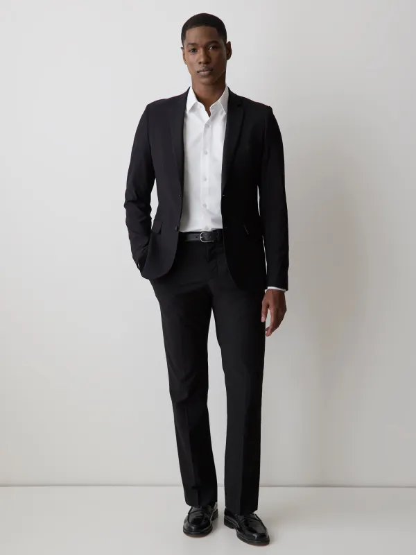 Essential Slim Fit Black Wool-Blend Suit Blazer made by RW&CO.