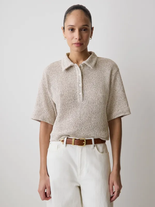 Elbow-Sleeve Relaxed-Fit Polo Top made by RW&CO.