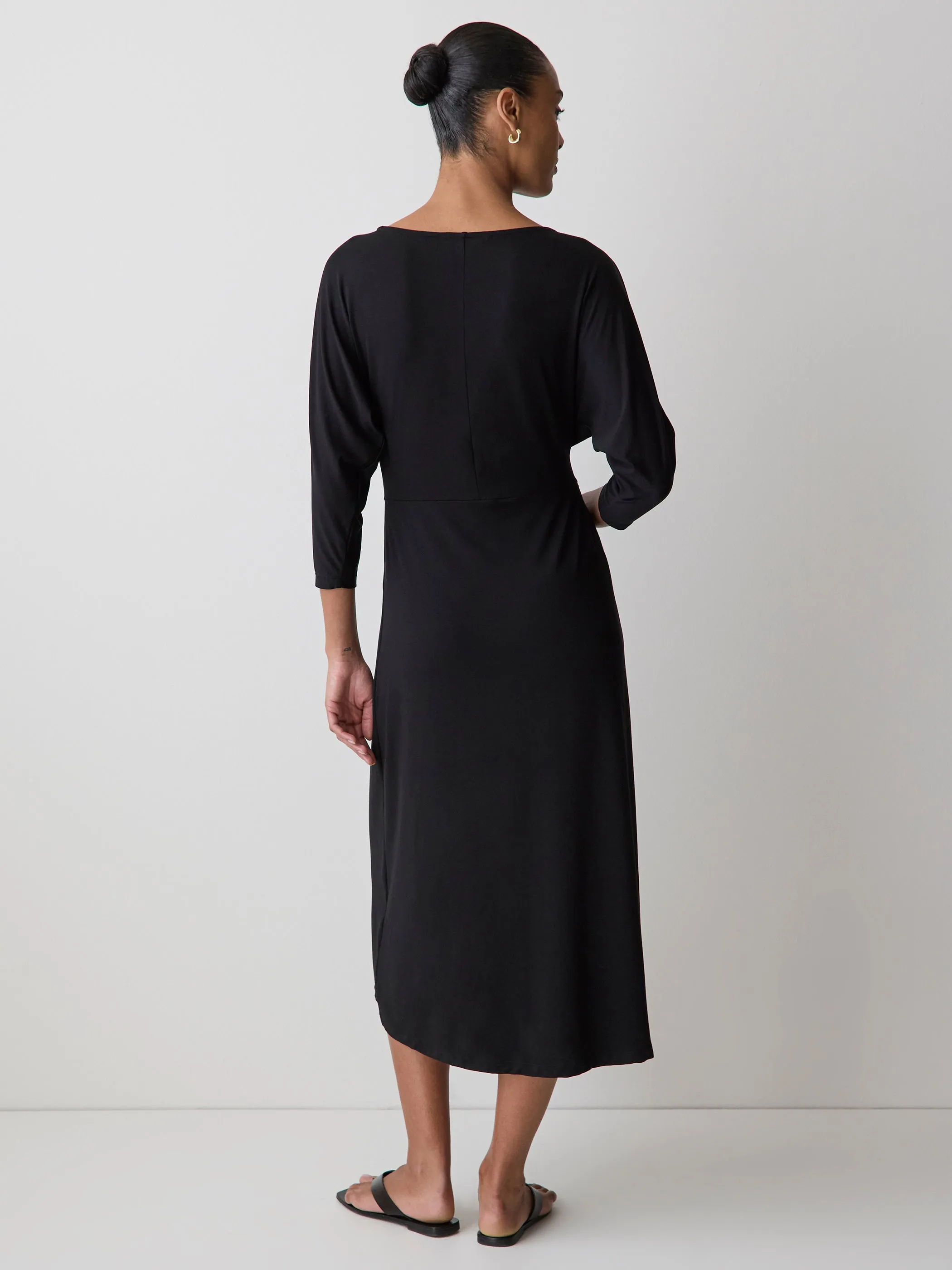 3/4-Sleeve Cowl-Neck Dress with Shirred Waist sold by RW&CO. product image thumbnail 3