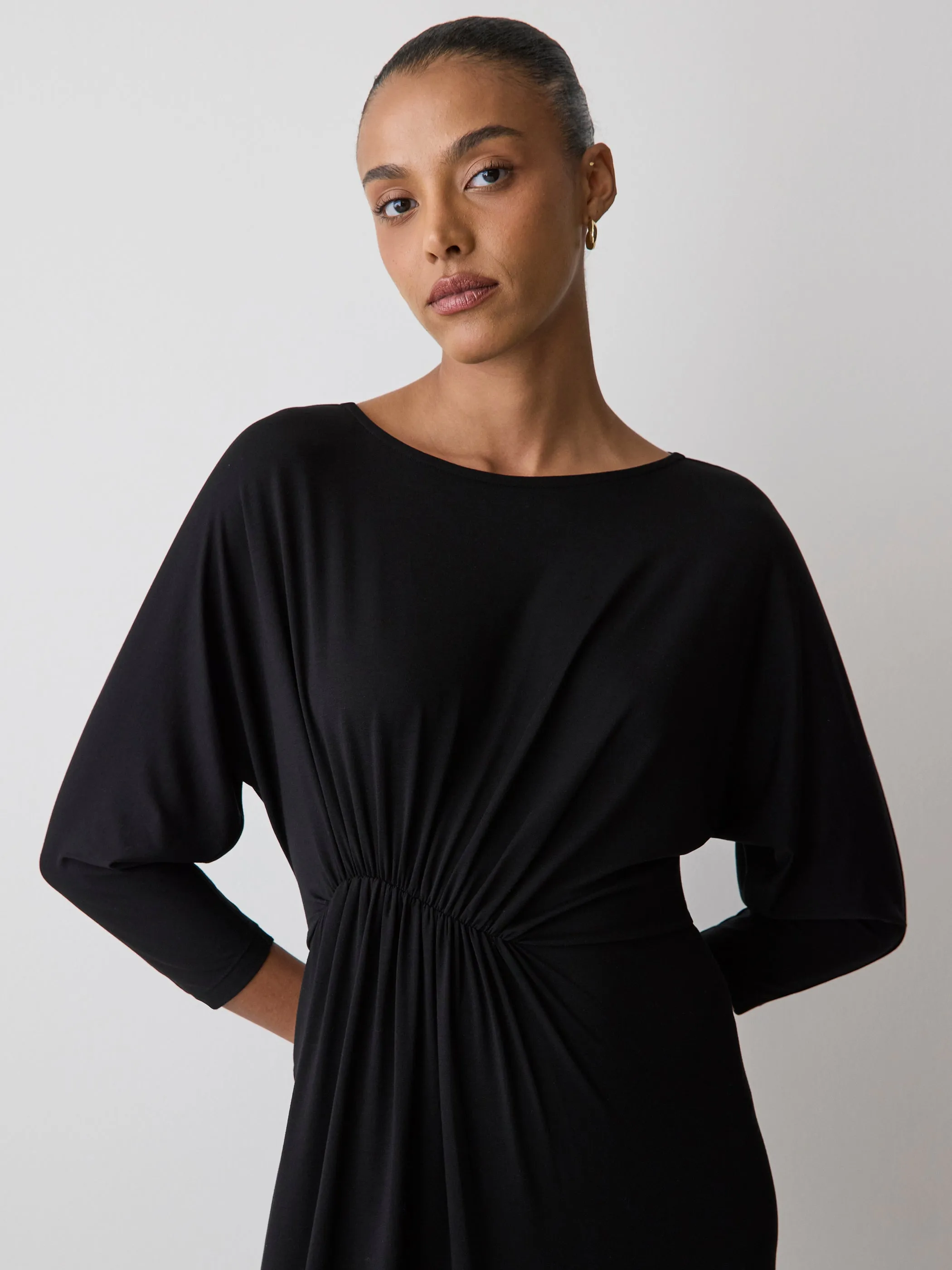 3/4-Sleeve Cowl-Neck Dress with Shirred Waist sold by RW&CO. product image thumbnail 2