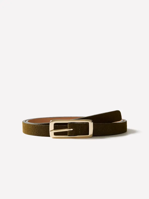 Slim Suede Belt with Square Buckle made by RW&CO.