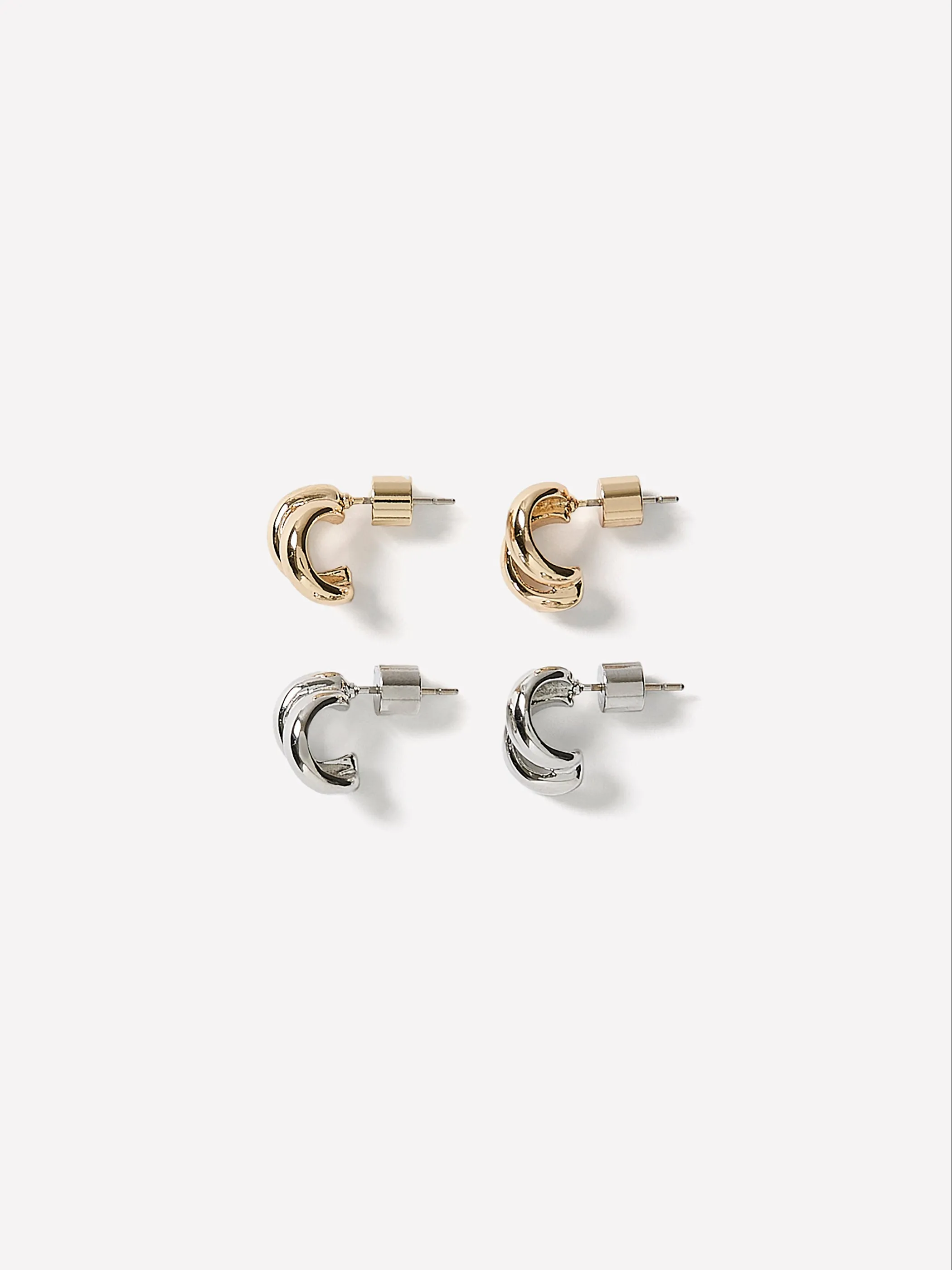 Silver and Golden Double Hoops - 2 Pairs sold by RW&CO. product image thumbnail 2
