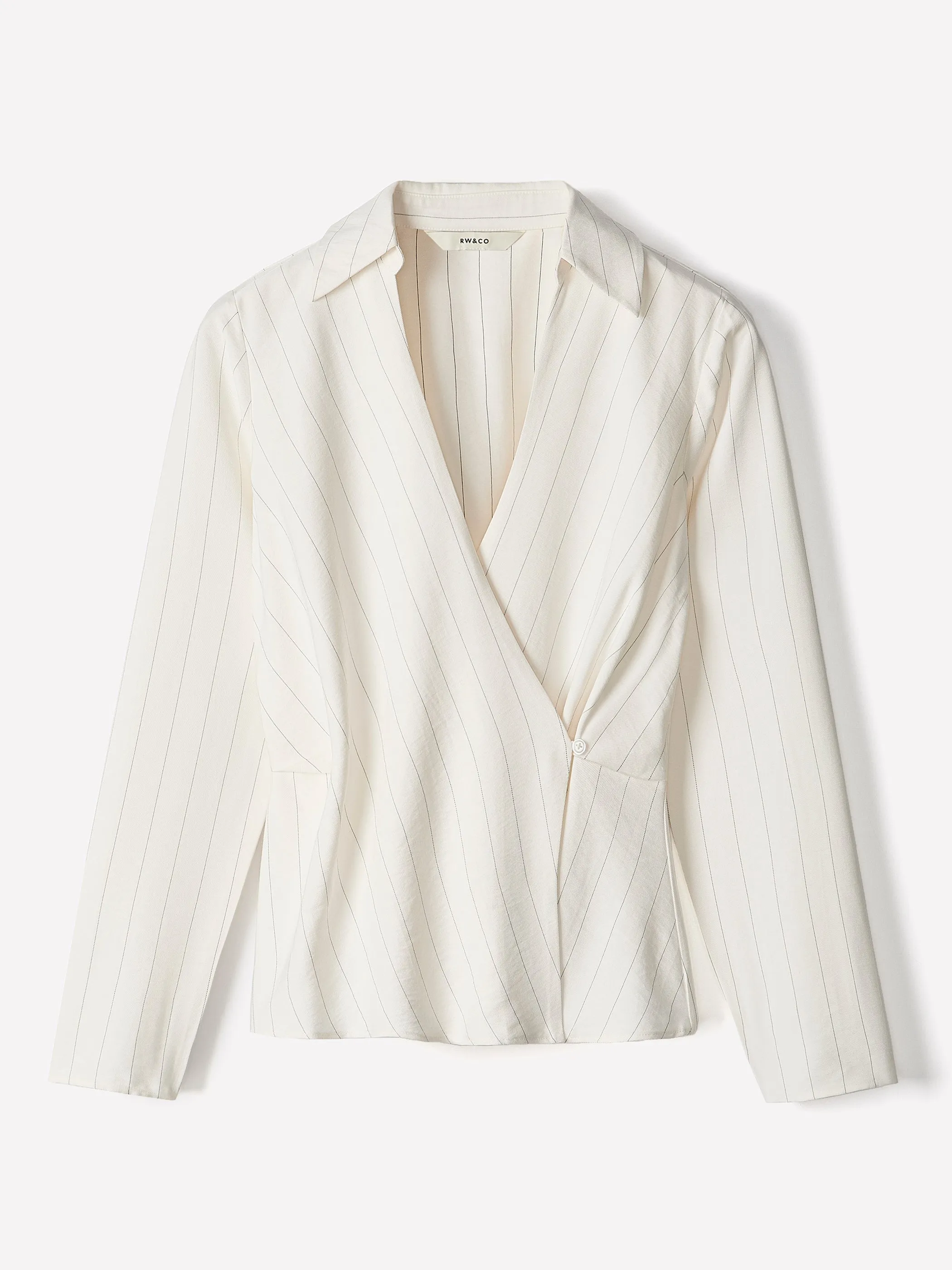 Striped Long-Sleeve Wrap Blouse sold by RW&CO. product image thumbnail 3