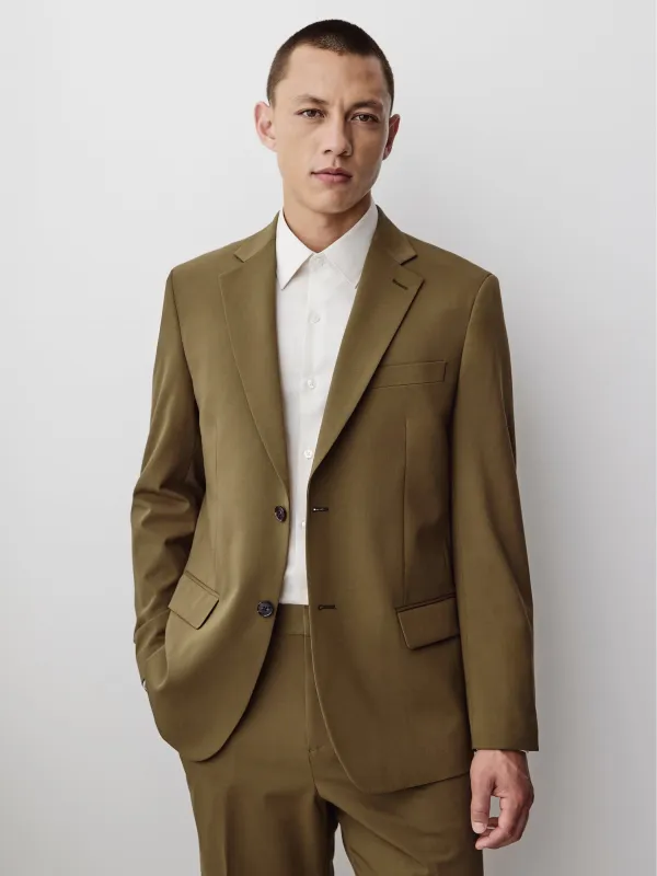 Straight-Fit Khaki Suit Blazer made by RW&CO.