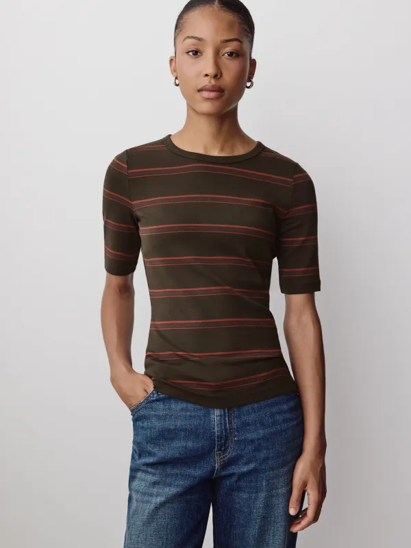 Elbow-Sleeve Crew-Neck Ribbed Tee made by RW&CO.