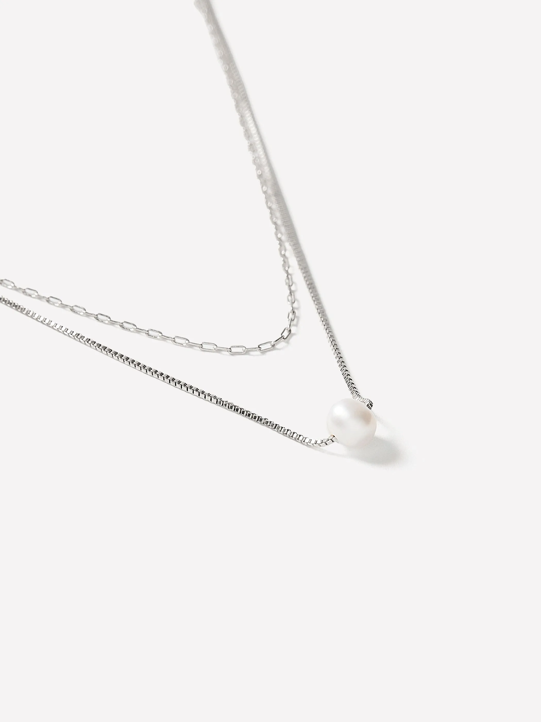 Double-Chain Necklace with Pearl Pendant sold by RW&CO. product image thumbnail 2