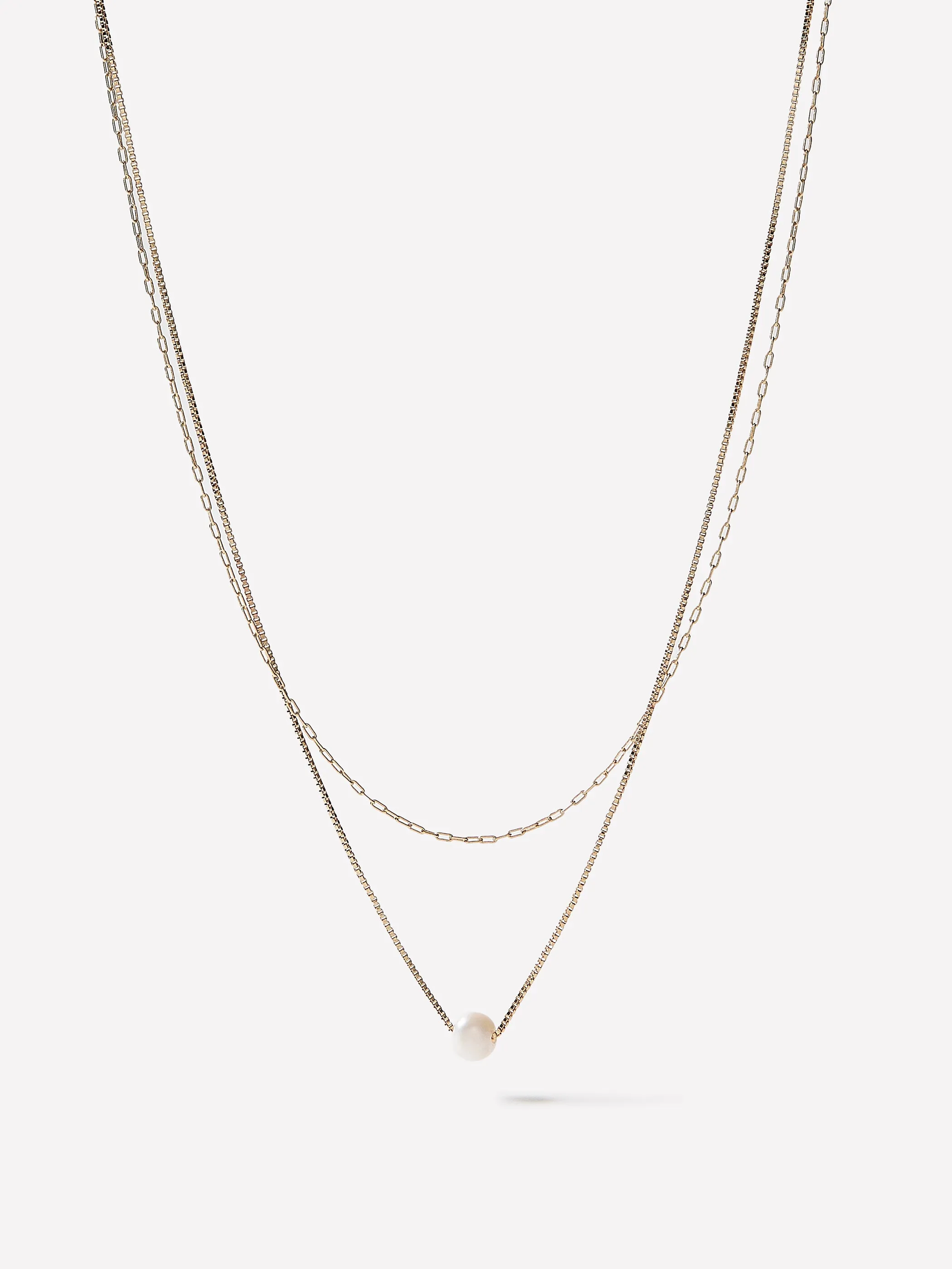 Double-Chain Necklace with Pearl Pendant sold by RW&CO. product image thumbnail 3