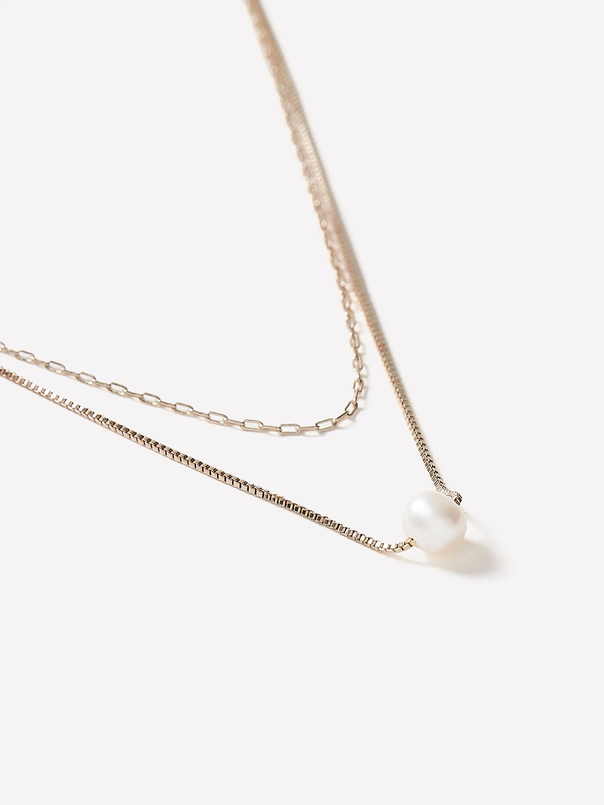 Double-Chain Necklace with Pearl Pendant sold by RW&CO. product image thumbnail 4