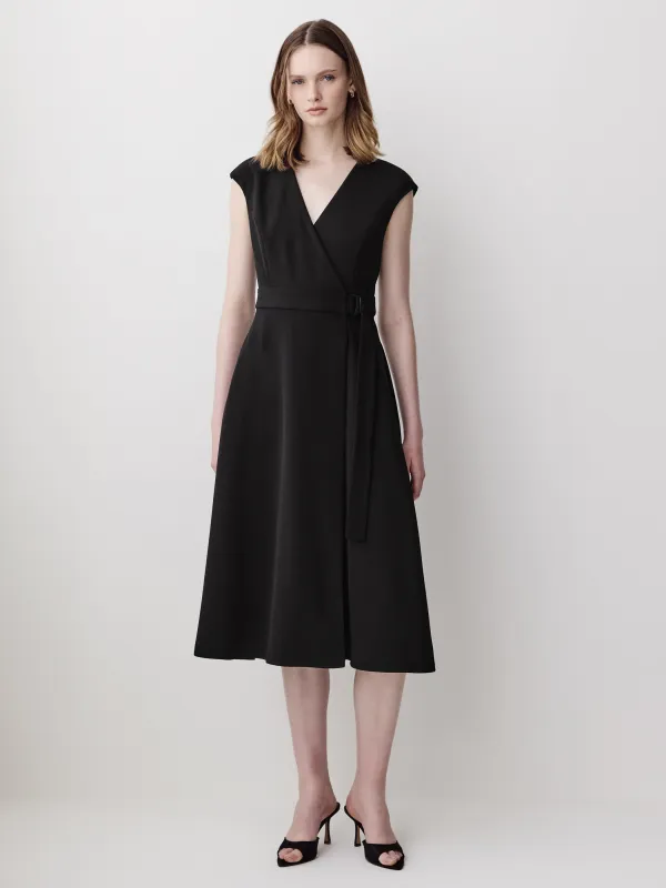 Extended-Sleeve V-Neck Wrap Midi Dress made by RW&CO.
