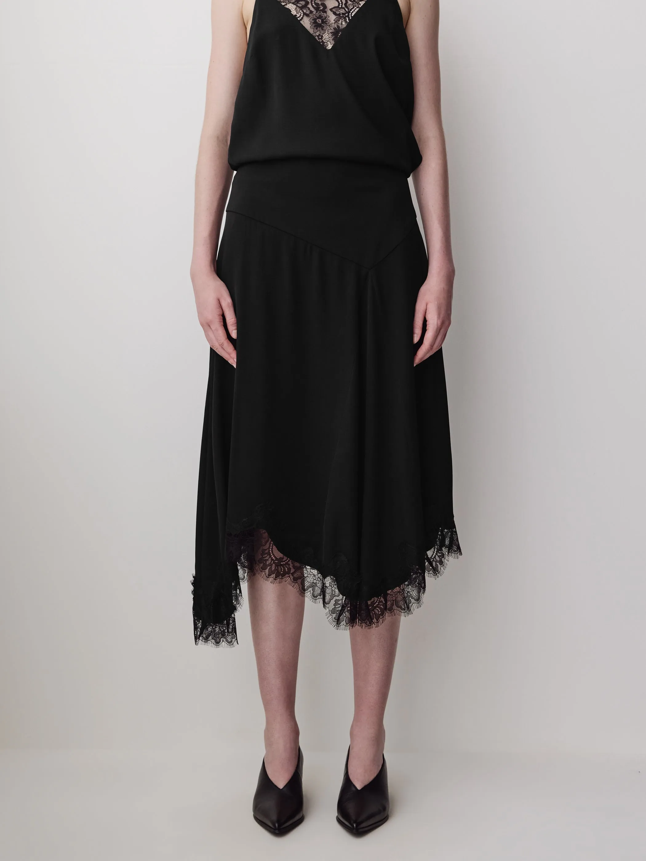 Asymmetrical Twill Skirt with Lace Trim sold by RW&CO. product image thumbnail 2
