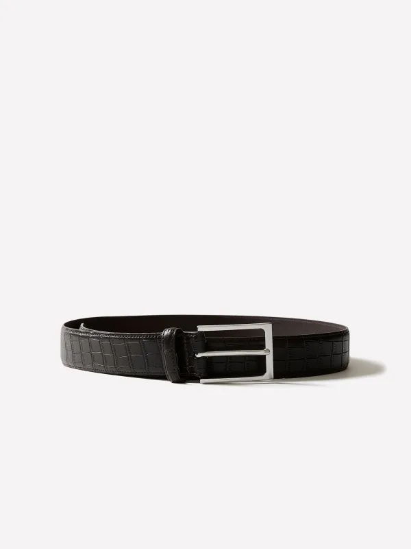 Leather Belt with Crocodile-Skin Pattern made by RW&CO.