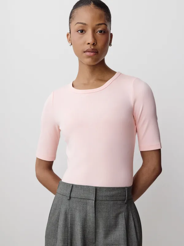 Elbow-Sleeve Crew-Neck Ribbed Tee made by RW&CO.
