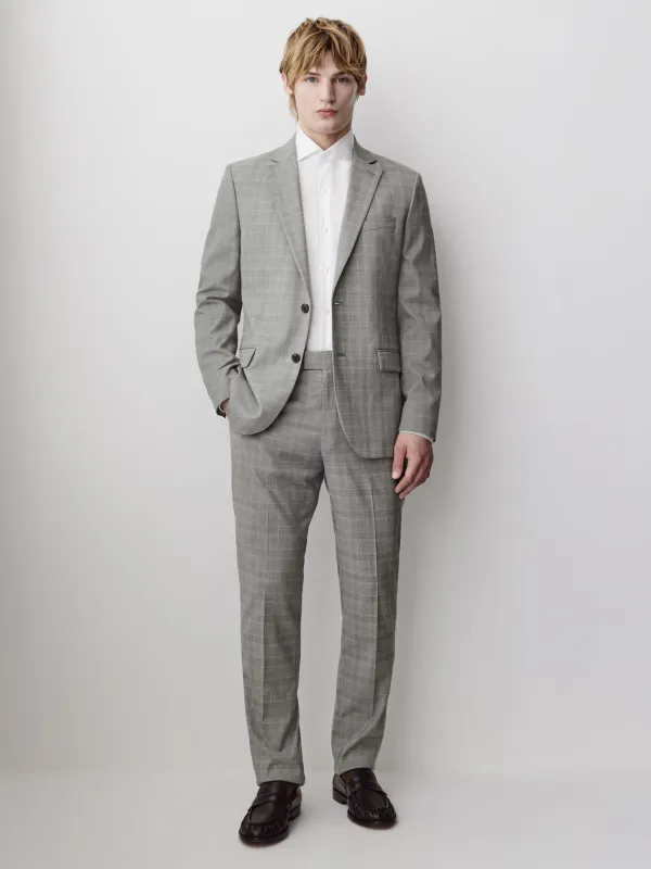 Slim-Fit Checkered Grey Suit Pant made by RW&CO.