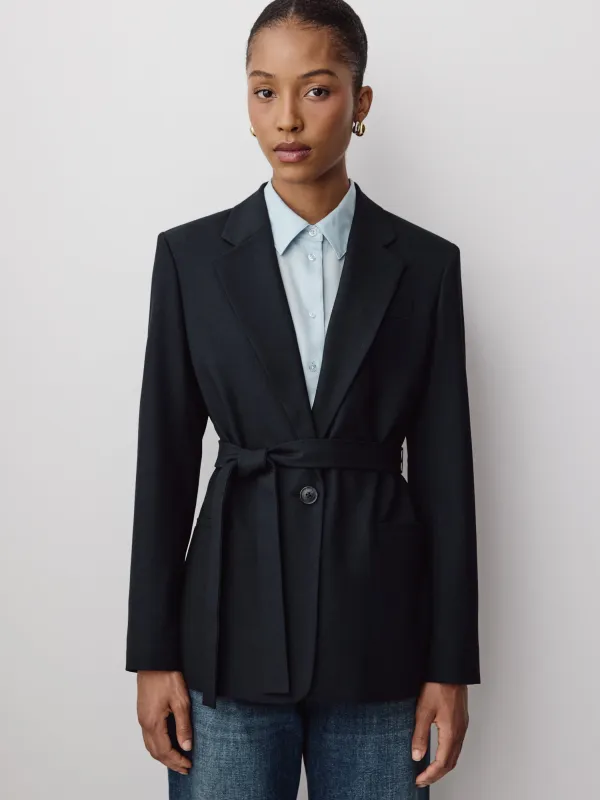 Relaxed-Fit One-Button Blazer with Removable Sash made by RW&CO.