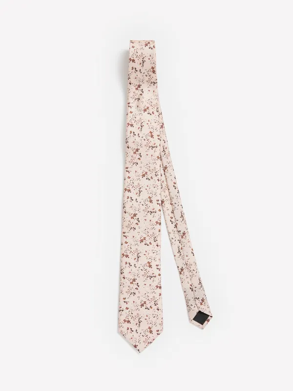 Pink Regular Tie with Floral Pattern made by RW&CO.
