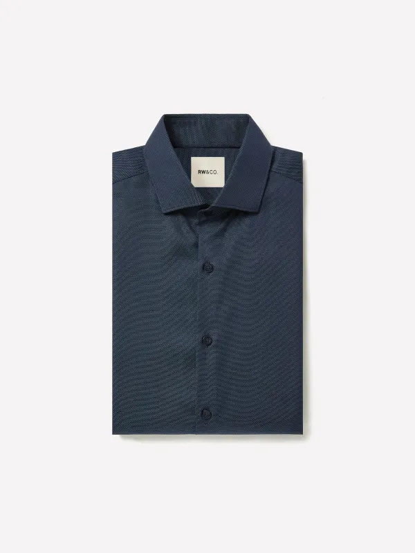 Tailored-Fit Two-Tone Piqué-Knit Dress Shirt made by RW&CO.