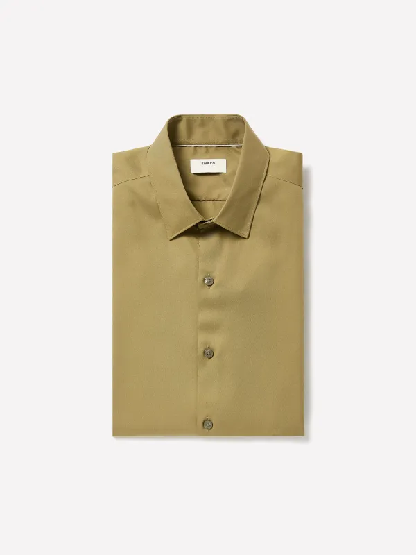 Slim-Fit Solid Twill Dress Shirt made by RW&CO.