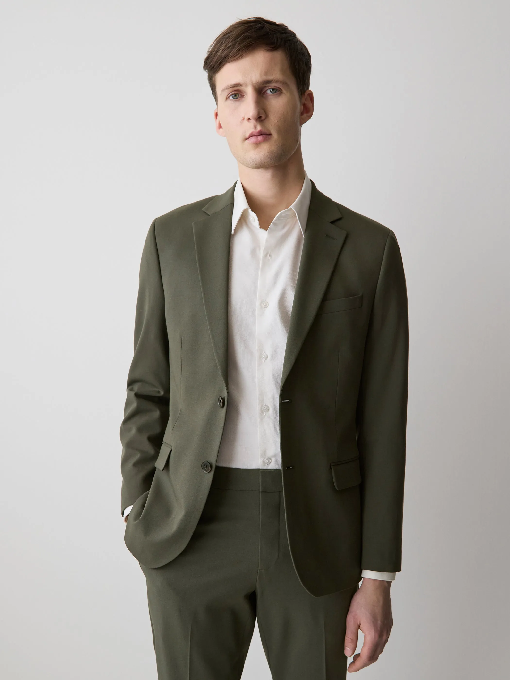 Slim-Fit Dark Green Suit Blazer sold by RW&CO. product image thumbnail 2