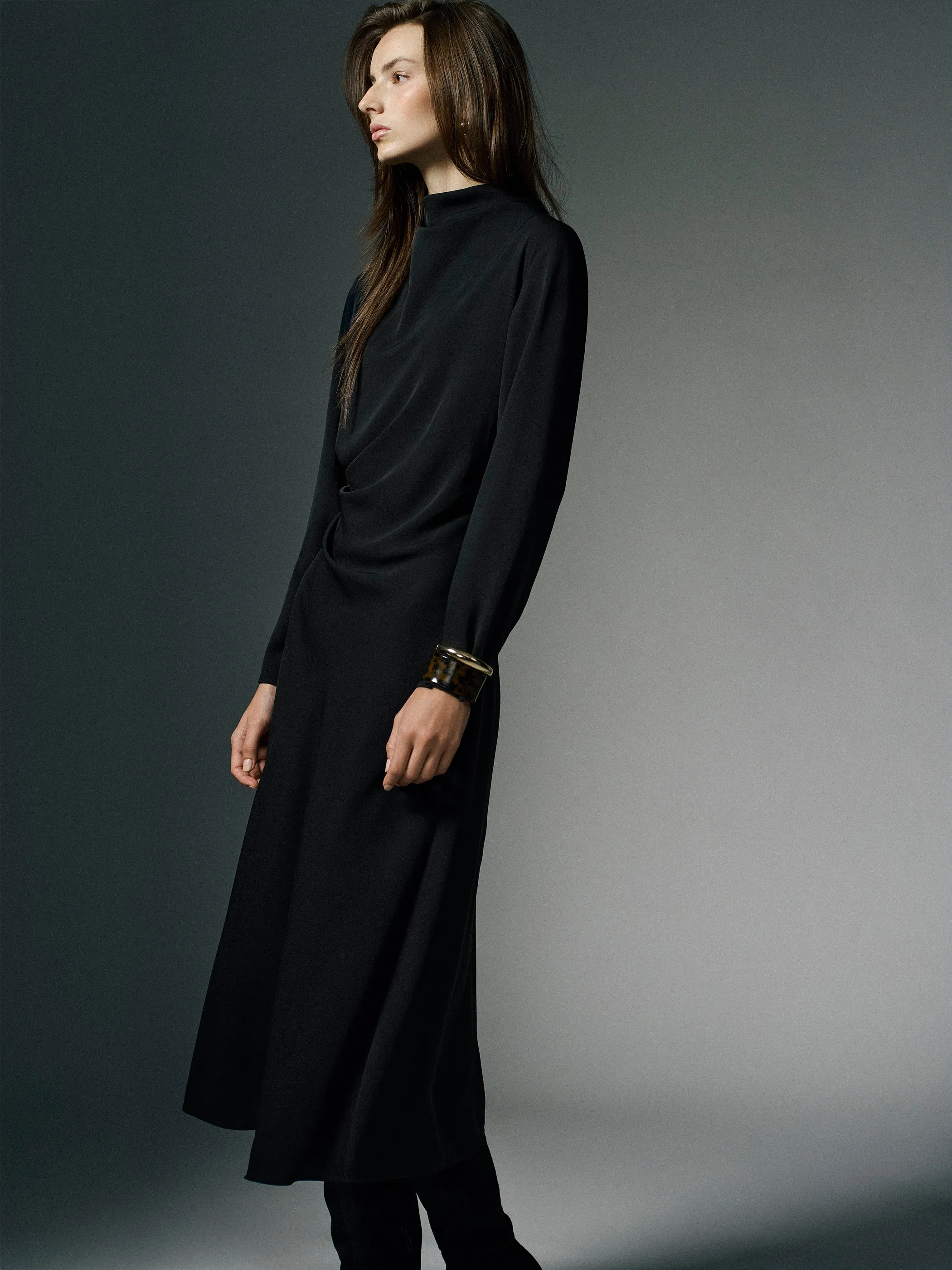 Long-Sleeve Mock-Neck Midi Dress sold by RW&CO. product image thumbnail 2