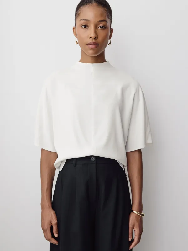 Short-Sleeve Mock-Neck Cape Blouse made by RW&CO.