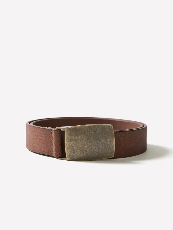 Leather Belt with Plate Buckle made by RW&CO.