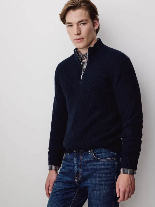 Cashmere-Blend Long-Sleeve Half-Zip Sweater made by RW&CO.