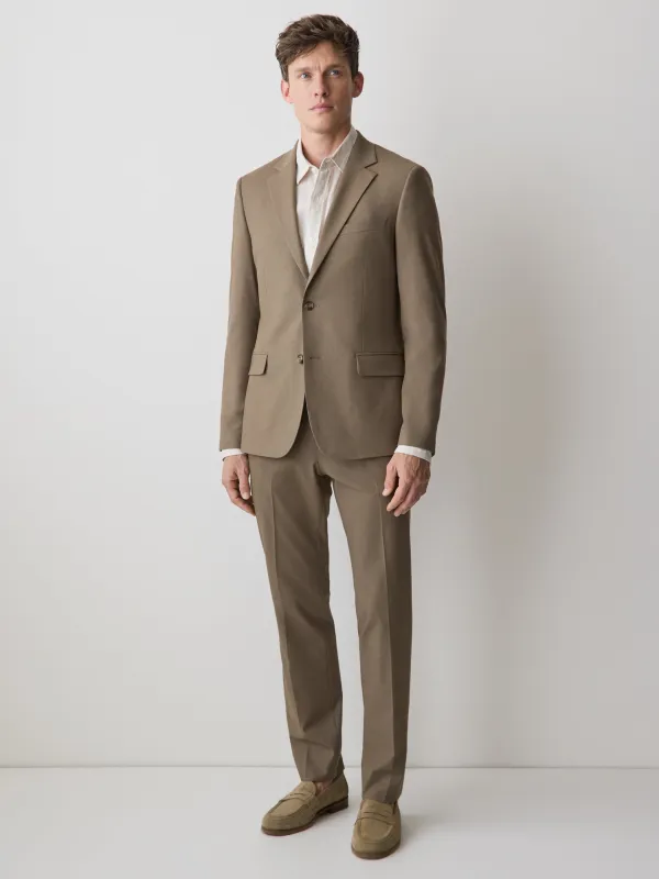 Slim-Fit Dark Beige Suit Blazer made by RW&CO.