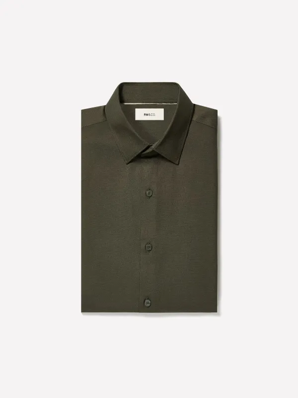 Two-Tone Slim-Fit Knit-Like Dress Shirt made by RW&CO.
