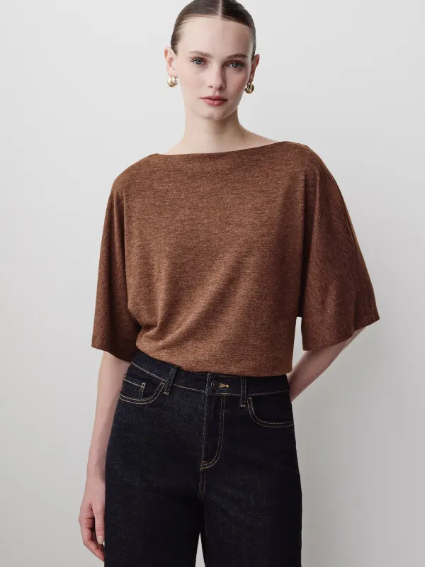 Short-Sleeve Boat-Neck Knit Top made by RW&CO.
