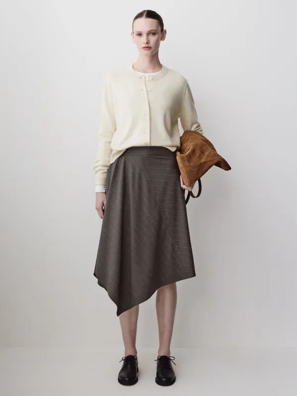High-Rise Asymmetrical Flare Midi Skirt made by RW&CO.