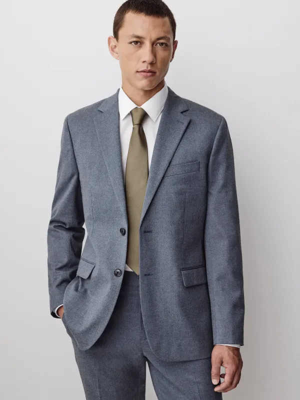 Tailored-Fit Blue Brushed Twill Blazer made by RW&CO.
