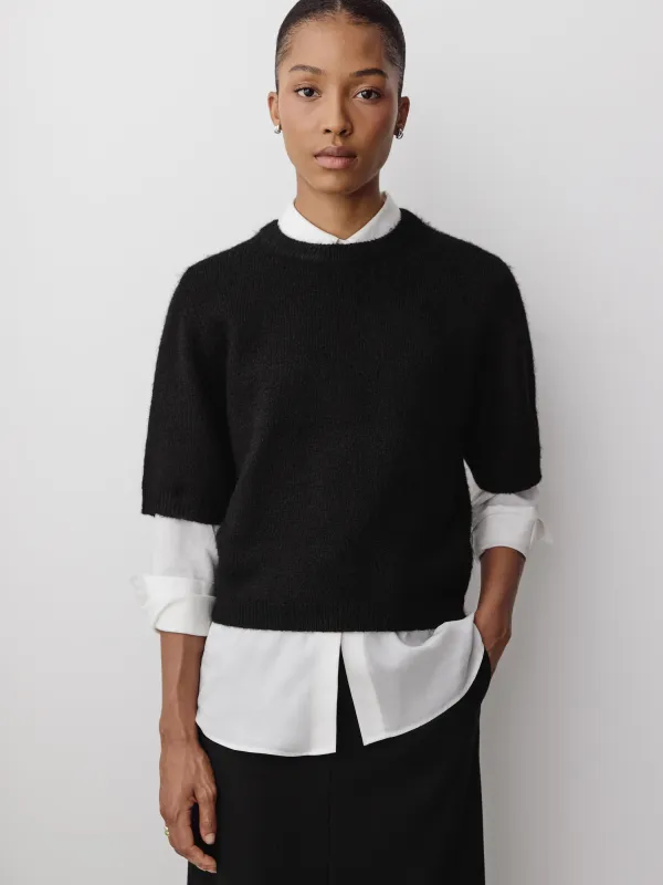 Short-Sleeve Crew-Neck Hairy Pullover made by RW&CO.