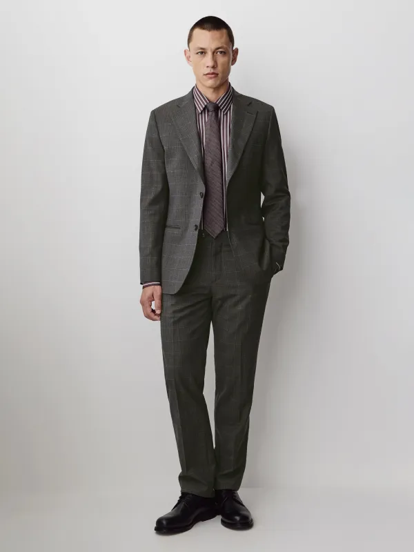 Slim-Fit Checkered Grey Wool Suit Pant made by RW&CO.