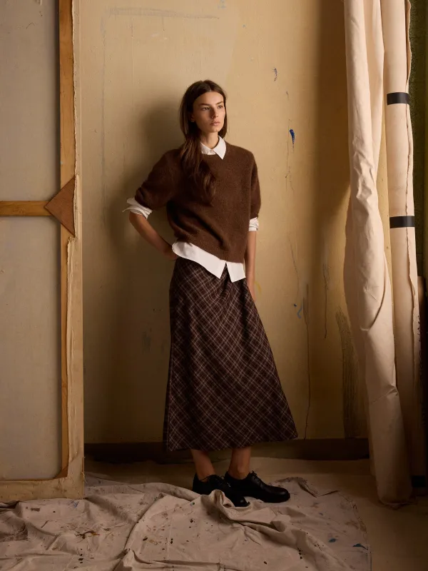 Plaid Draped Maxi Skirt made by RW&CO.