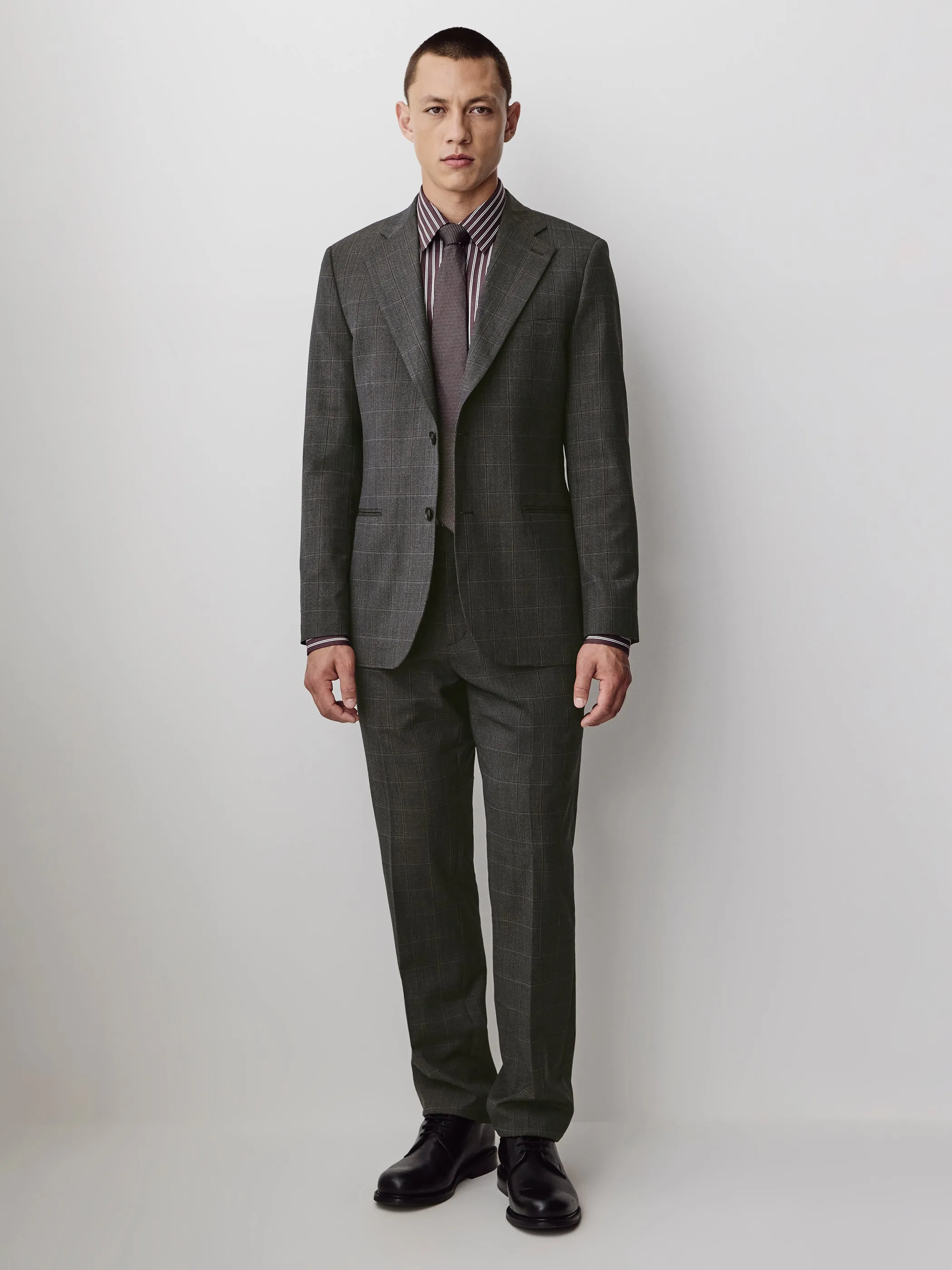 Slim-Fit Checkered Grey Wool Suit Blazer sold by RW&CO. product image thumbnail 2