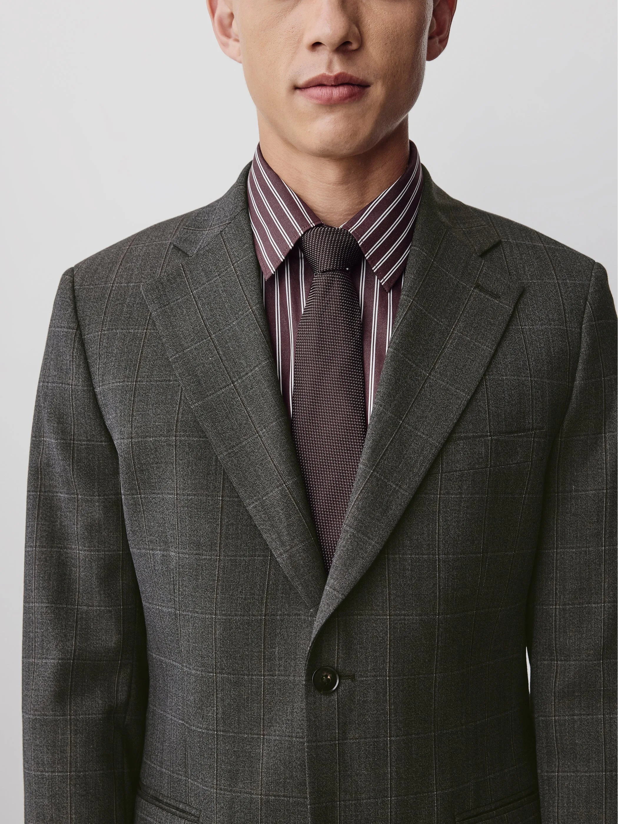 Slim-Fit Checkered Grey Wool Suit Blazer sold by RW&CO. product image thumbnail 3