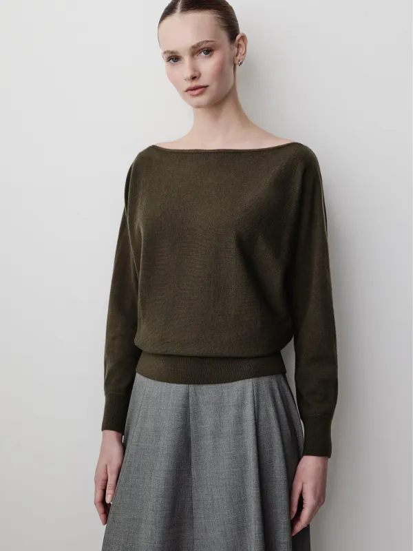 Long-Sleeve Off-the-Shoulder Merino-Wool Sweater made by RW&CO.